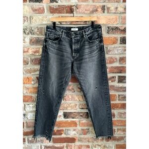 Moussy | Vintage Gray Black Distressed Jeans Raw Hem Japan